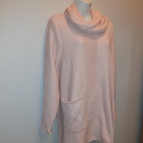 POCKET! XXL Pink Peach Light Cowl Sweater w/Pocket * Super Soft & Stretchy * NWT - Picture 4 of 8